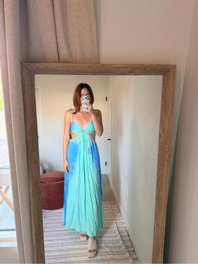 Melé Beach Spain Blue Green Tie Dye Cutout Maxi